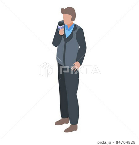 Tv reporter icon, isometric style Tv reporter icon, isometric style 84704929