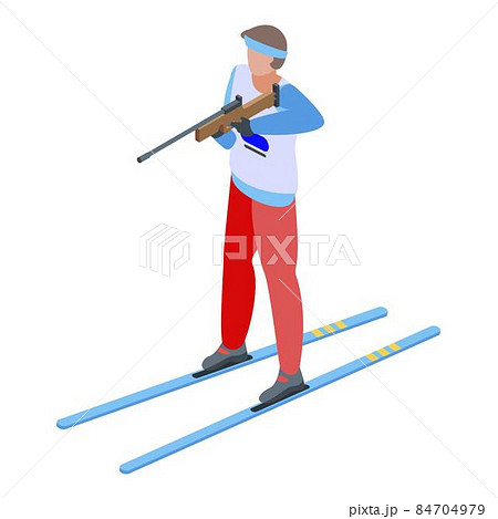 Biathlon shooting icon, isometric style Biathlon shooting icon, isometric style 84704979