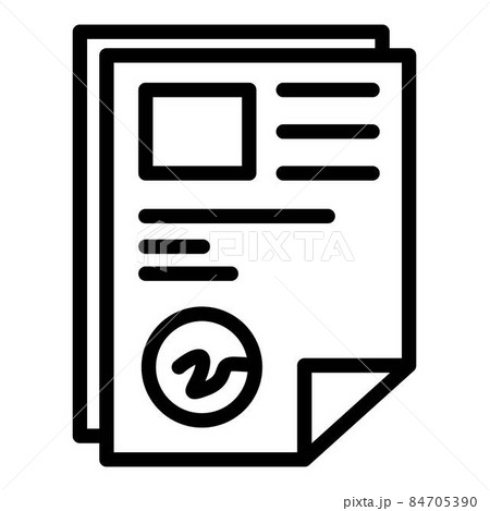 Paper, sign and seal icon, outline style Paper, sign and seal icon, outline style 84705390