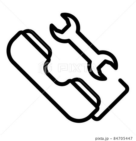 Handset and wrench icon, outline style 84705447