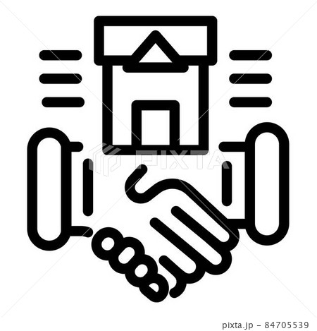 Handshake and residence icon, outline style 84705539