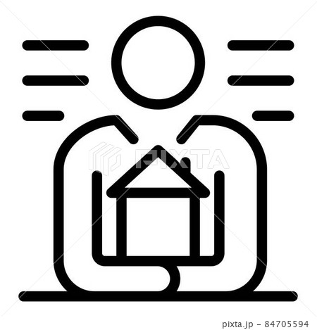 Man with a house in his hands icon, outline style Man with a house in his hands icon, outline style 84705594