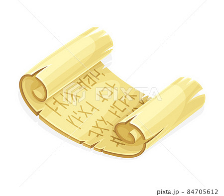 Ancient egyptian papyrus scroll with hieroglyphs vector illustration on white background 84705612