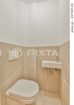 Interior of small clean restroom in miniature style 84706538