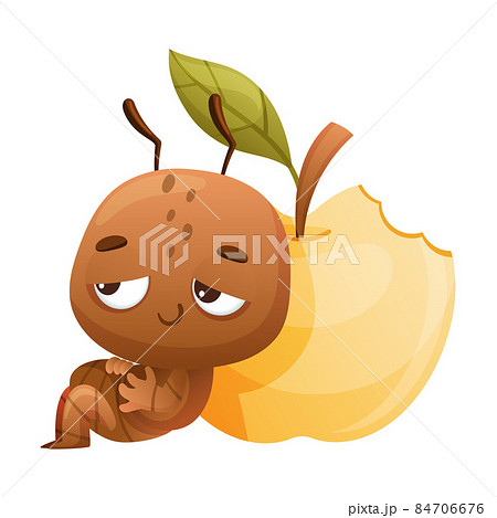 Cute well-fed little ant leaning against apple.... - Stock Illustration  [84706676] - PIXTA