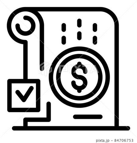 Dollar coin and tick mark icon, outline style Dollar coin and tick mark icon, outline style 84706753