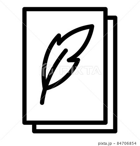 Feather on paper icon, outline style 84706854