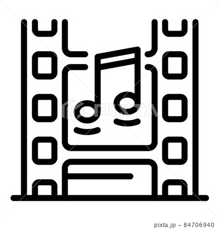Film strip and musical note icon, outline style 84706940