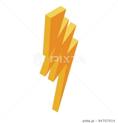 Yellow electric bolt icon, isometric style Yellow electric bolt icon, isometric style 84707014