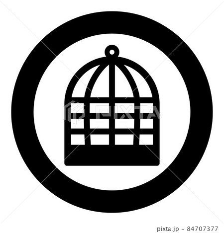 Cage for bird silhouette vintage captivity concept icon in circle round black color vector illustration image solid outline style 84707377