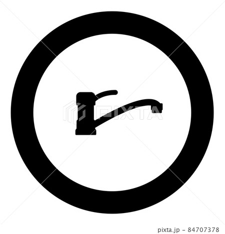 Water tap icon in circle round black color vector illustration image solid outline style 84707378