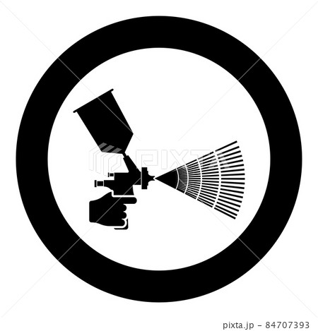 Painting tool in hand icon in circle round black color vector illustration image solid outline style 84707393