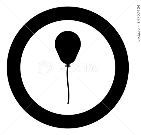 Balloon Airball with string rope inflatable helium icon in circle round black color vector illustration image solid outline style Balloon Airball with string rope inflatable helium icon in circle round black color vector illustration image solid outline style 84707404