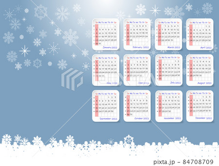 2022 table calendar in a snowy winter landscape 84708709