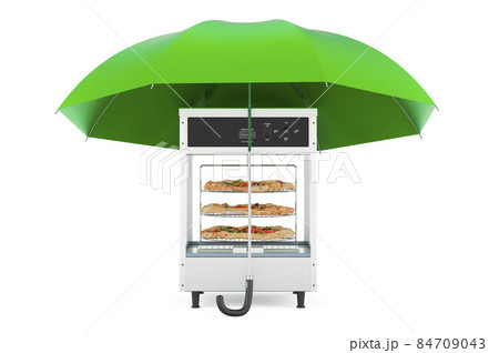 Open View Pizza Merchandiser under umbrella, 3D rendering 84709043