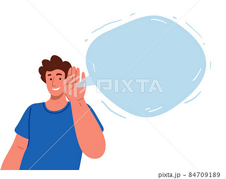 Man Listening To Content In Blank Speech のイラスト素材