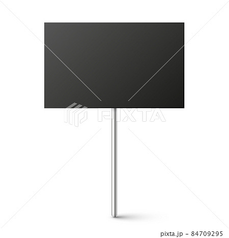Black blank board with place for text, protest sign isolated on white background. Realistic 84709295