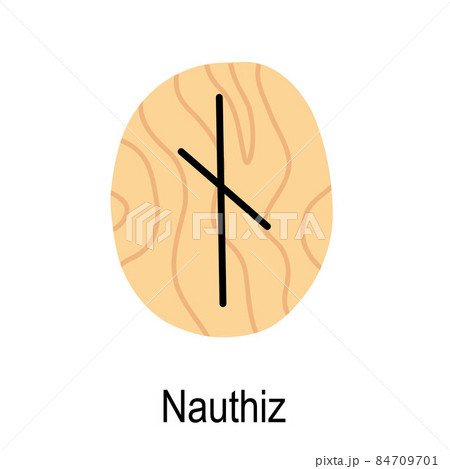 Old rune Nauthiz, ancient Scandinavian alphabet vector illustration, hand drawn typography, occult letters, mystical signs, esoteric concept Old rune Nauthiz, ancient Scandinavian alphabet vector illustration, hand drawn typography, occult letters, mystical signs, esoteric concept 84709701