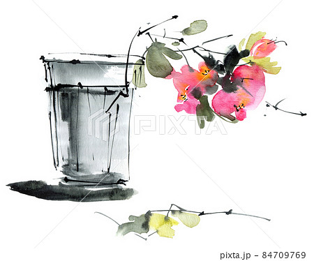 Watercolor floral painting 84709769