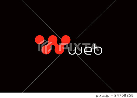 Web logo icon, abstract letter W, dots connect logotype template for chemistry laboratory, IT system, biomedical and digital communication technology emblem. Vector logo 84709859