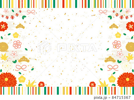 明るい配色のお正月背景 84715367