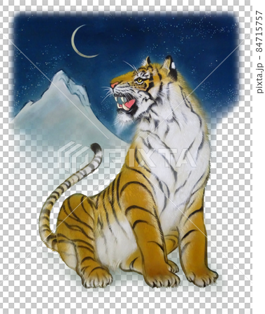 A tiger barking at the moon in the snowy mountains of the 2020 Tiger 84715757