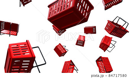 Red shopping baskets on white background. 84717580