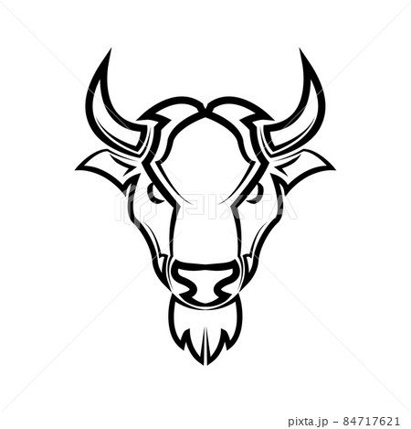 Line Vector Illustration front view of American Bison Buffalo Line Vector Illustration front view of American Bison Buffalo 84717621