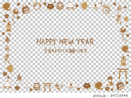 正月 富士山 新年 フレームのイラスト素材