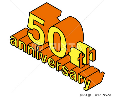 50周年のアイソメトリックス　イラスト・ロゴ｜グラフィック素材　50th Anniversary 84719528