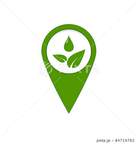 Eco location green map pin with leaf and drop 84719762