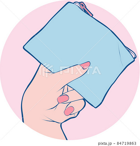 フラットポーチを持つ女性の手のイラスト素材