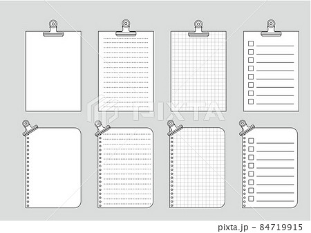 目玉クリップで留めたいろんな用紙のセット　色塗り 84719915