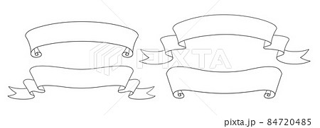 Vector set of line art ribbon banners 84720485