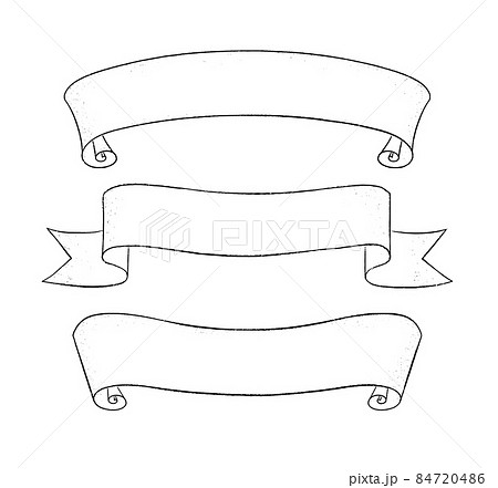 Vector set of line art ribbon banners Vector set of line art ribbon banners 84720486