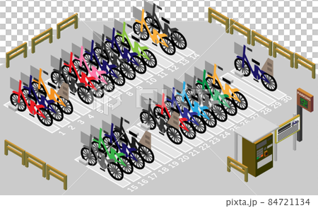 Isometric unmanned bicycle parking lot 84721134