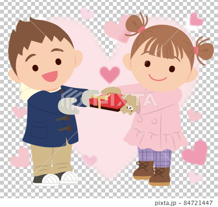 チョコを渡す子ども チョコを渡す子ども 84721447