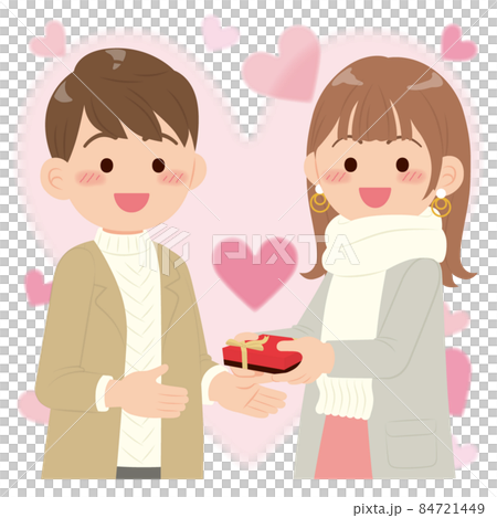 Male and female couple handing chocolate Male and female couple handing chocolate 84721449