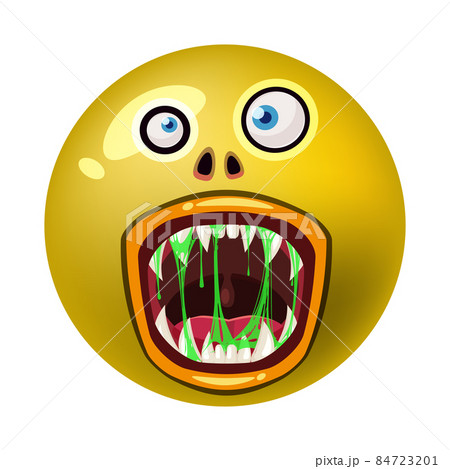 Monster face cartoon round icon head Halloween character. Illustration, sticker, emblem funny cute mask, vector 84723201