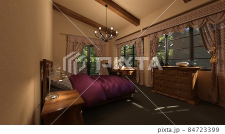 Bedroom and bathroom interior 3d illustration Bedroom and bathroom interior 3d illustration 84723399
