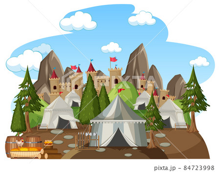 Military medieval camp on white background 84723998