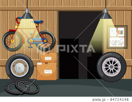 Garage interior with storage and equipments Garage interior with storage and equipments 84724148