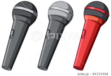 Set of different wireless microphones on white background 84725406