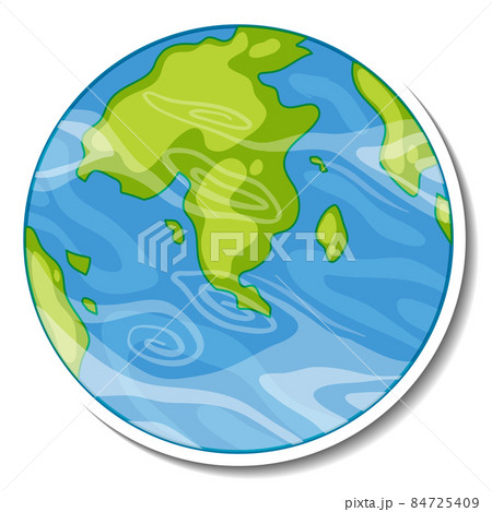 Earth globe cartoon sticker on white background 84725409