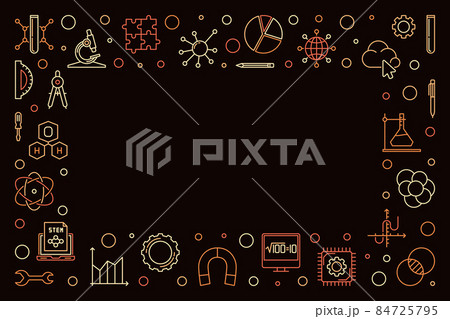 STEM - science and math horizontal colored vector frame STEM - science and math horizontal colored vector frame 84725795