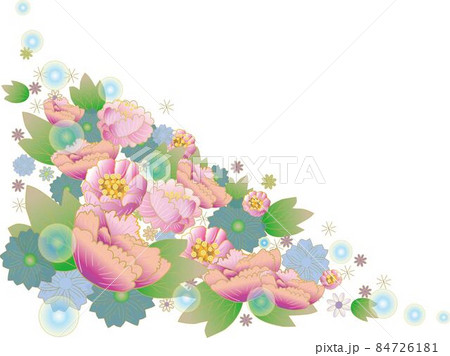 牡丹とシャボン玉の背景カラーイラスト 牡丹とシャボン玉の背景カラーイラスト 84726181
