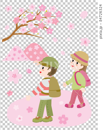 春天賞櫻的兒童插畫 84726324