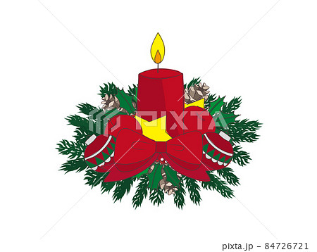 クリスマスリースと大きな赤いキャンドル 84726721