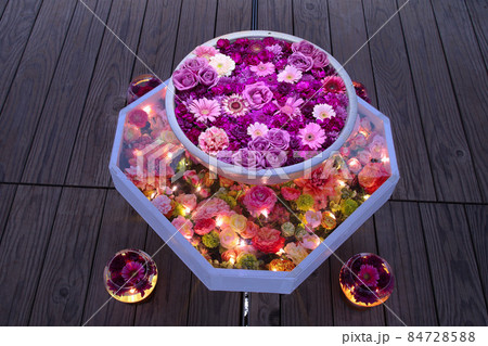 足利市 あしかがフラワーパーク 花手水のライトアップ 足利市 あしかがフラワーパーク 花手水のライトアップ 84728588