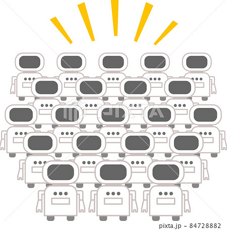 たくさん並んだロボット、大量生産 84728882
